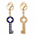Enamel Clover Key Rhinestone Pendant Keychain Gold Charm view 4