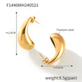 Gold Steel Chubby Teardrop Stud Earrings Polished Pair view 7