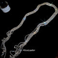 Silver Tone Crystal Mesh Tassel Statement Necklace view 4