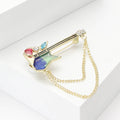 Colorful Electric Guitar Brooch With Double Chain Detail view 2
