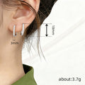Rectangular Open Pave Hinged Hoop Earrings In Three Metal Tones view 4