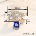 Silver Tone Dragon Head Open Adjustable Ring Square Gem view 4