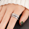 Marquise Clear Stone Double-Layer Wide Ring In Gold And Silver Tones view 3