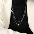 Layered Open Heart Cutout Zircon Pendant Long Chain Necklace view 6