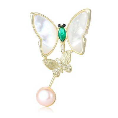 Shell butterfly with pearl shown from the front