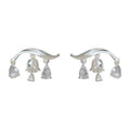 Silver Tone Branch Three Clear Teardrop Stud Earrings For Women view 5