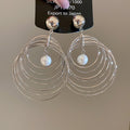 Concentric Circle and Pearl Drop Stud Earrings in Two Tones view 7