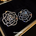 Large Open Rose Crystal Brooch In Gold Tone Or Silver Tone view 2