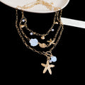 Layered Shell Starfish Pearl Paperclip Chain Necklace Three Piece view 6