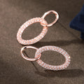Rose Gold-Tone Double Oval Drop Earrings with Clear Stone Details view 3