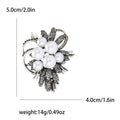 Pearl Cluster Flower Brooch Rhinestone Leaves Four Metal Tones view 9
