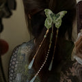 Green Embroidered Butterfly Tassel Duckbill Hair Clip view 4