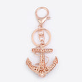 Rhinestone Anchor Keychain Rose Gold Metal Nautical Charm view 4