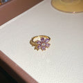Flower Zircon Bracelet and Open Ring Gold Silver Tones view 8