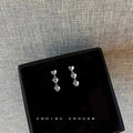 Silver Triple Linked Heart Drop Earrings Mini Chain view 4
