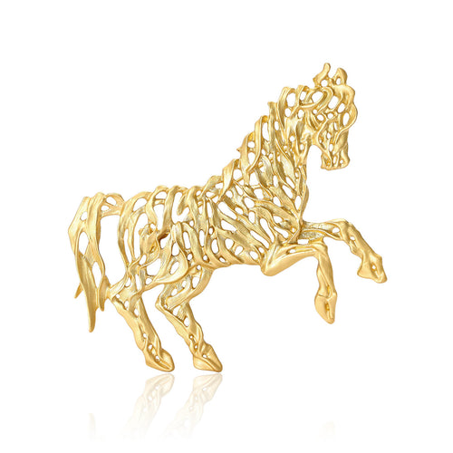 Openwork Running Horse Brooch shown on a clean white display
