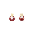 Red Translucent Open Square Gold Tone Stud Earrings view 5