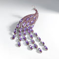 Aqua Blue Peacock Tassel Crystal Four Designs Metal Brooch Pin view 3