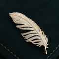 Pave Crystal Feather Brooch Gold Silver Tone Clear Stones view 3