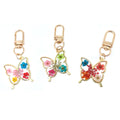 Gold Tone Pressed Flower Butterfly Resin Clip Keychains view 5