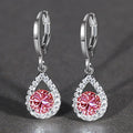 Silver Tone Teardrop Halo Leverback Drop Earrings Four Colors view 6