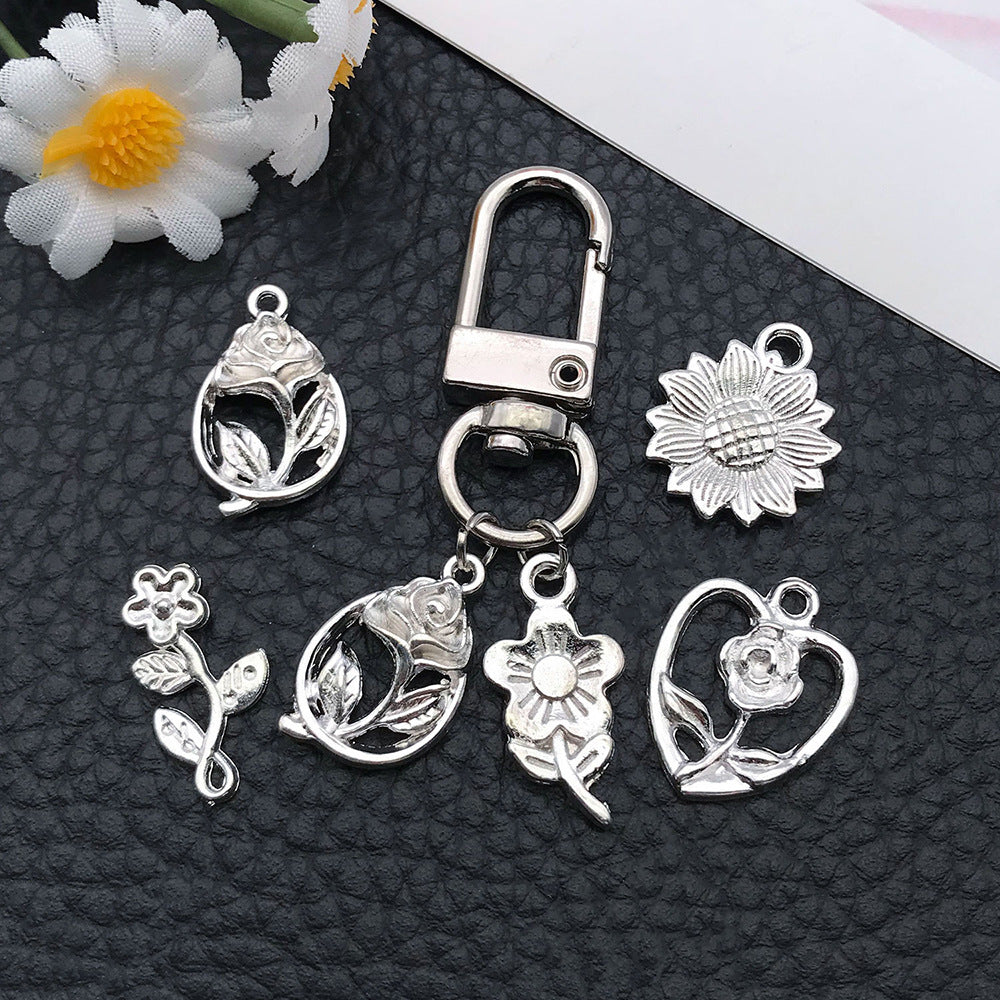 Zinc Alloy Sunflower Lotus Rose Flower Charm Pendant for DIY Earrings Bracelet Keychain