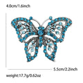 Filigree Butterfly Brooch Blue or Amber Rhinestone Metal view 6