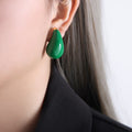 Glossy Teardrop Stud Earrings in Green Burgundy and Blue view 7