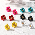 Five Petal Metal Flower Stud Earrings in Seven Colors view 1
