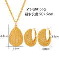 Gold Tone Gold Mesh Teardrop Metal Necklace and Earring Set 5 x 4.8 cm view 5