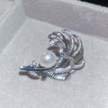 Silver Crystal Feather Pearl Brooch Pin for Lapels view 6