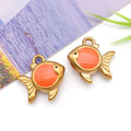 Stainless Steel Gold-Plated Colorful Goldfish Charm Pendant for Bracelet Necklace DIY