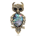 Abalone Shell Owl Brooch With Antique Gold Tone Frame view 1