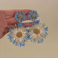 Blue Floral and Beaded Drop Earrings in Thirty Three Designs view 3