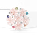 Pink Flower Cluster Brooch With Multicolor Crystals view 3