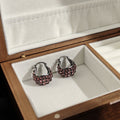 Purple Crystal Look Cluster Blackened Huggie Earrings view 3