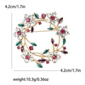 Crystal Floral Wreath Brooch in Gold and Silver Tone view 4