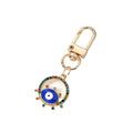 Gold Tone Rhinestone Round Evil Eye Clip Keychains in Six Colors view 5