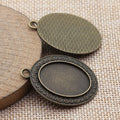 Scroll Border Oval Cabochon Pendant Setting Jewelry Making Component view 2