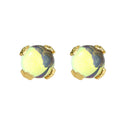 Gold Tone Purple Green Iridescent Round Stone Stud Earrings view 5