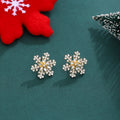 Gold and Silver Clear Snowflake Floral Stud Earrings view 7