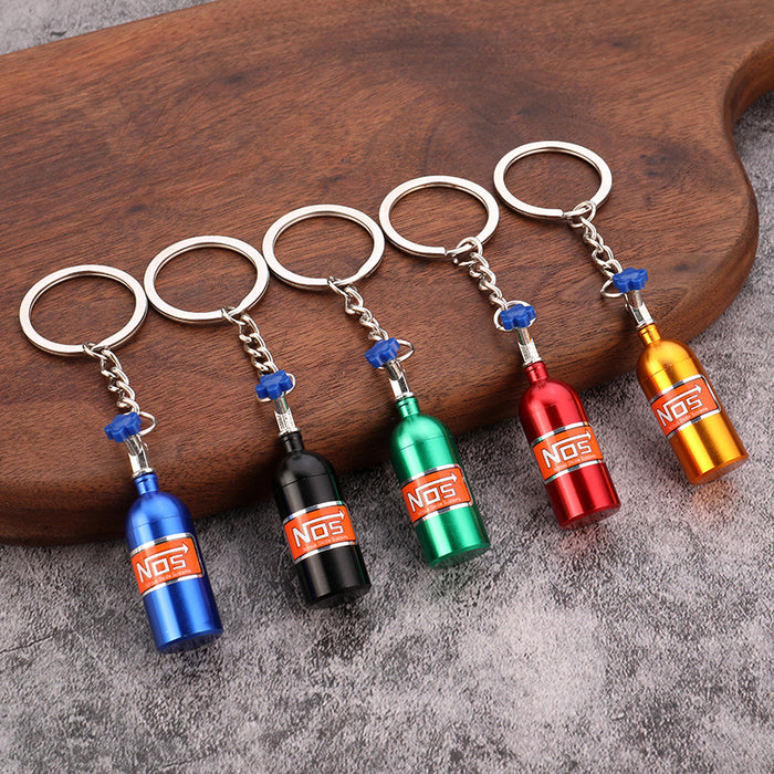 Mini Nitrous Bottle Metal Keychain, Car Tuning Style Key Ring Charm