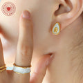 Avocado Egg Shell Pendant Necklace Stud Earrings Gold Steel view 3