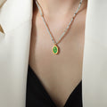 Beaded Pendant Necklace Green Rose Or Turquoise Sun Disc view 7