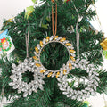 Rhinestone Leaf Wreath Hanging Ornament Metal Tree Charm view 1