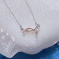 Double Star Pendant Necklace in Polished Metal Jewelry view 3