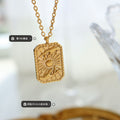 Rectangular Hands Eye Radiant Relief Pendant Necklace view 2