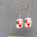 White Bunny Strawberry and Heart Polymer Clay Hook Earrings view 5