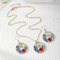 Round Pressed Flower Pendant Necklace and Earring Options view 5
