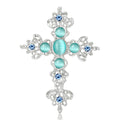 Openwork Cross Brooch With Cat Eye Stones in Two Colors view 2